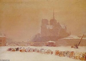 Notre Dame De Paris Sous La Neige — Albert-charles Lebourg