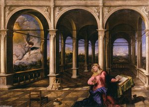 Annunciation — Paris Bordone, Renaissance Mannerism