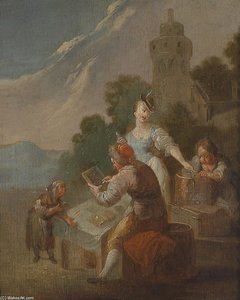 Kinder Beim Unterricht Im Freien — Johann Georg Platzer