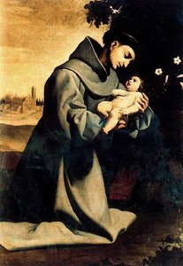 San Antonio De Padua Con El Niño Jesús — Francisco De Zurbarán, Baroque Dramatic Light