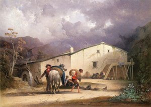 Old Mill, Miller And Horse — Joshua Shaw