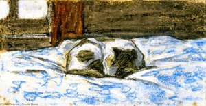 Katze Auf Einem Bett — Claude Monet