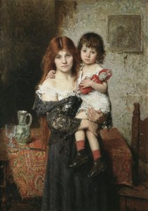 Mother And Daughter — Alexei Alexeievich Harlamoff