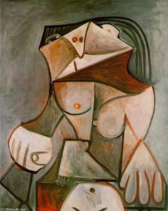 Nude Woman Sitting 1 — Pablo Picasso, Cubist Expressionism