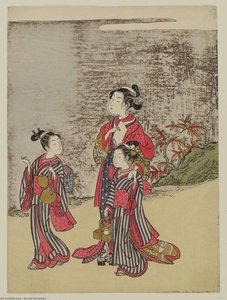 Courtesan And Two Kamuro On A Spring Outing — Suzuki Harunobu
