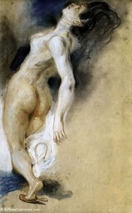 Nude Femenina, Asesina Desde Detrás — Eugène Delacroix