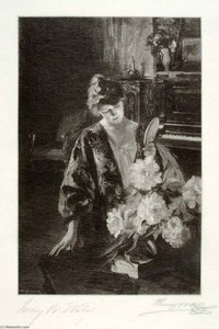 Girl And Peonies (the Hand Mirror) — Henry Wolf