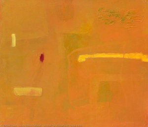Untitled Tan Abstract With Yellow Ochre — Louise Breslin Cameron