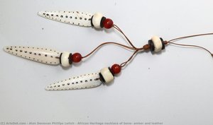 African Heritage necklace of bone, amber and leather