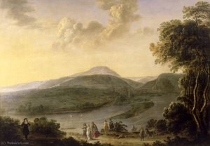 Landscape of the Meuse with the city of Huy in (1663)
