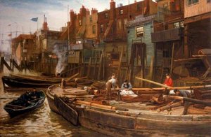 London River, The Limehouse Barge Builders — Charles Napier Hemy