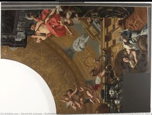 Onderdeel (rechtsboven) van een plafondschildering met als hoofdvoorstelling Diana en haar gezellinnen, Gerard de Lairesse, c. 1676 - c. 1682