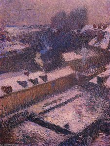 The Roofs Of Paris In Snow — Henri Jean Guillaume Martin