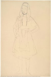 Girl Standing With Her Hands Resting On Her Hip (study For The Portrait — Gustav Klimt, Art Nouveau