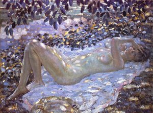 Nude In Dappled Sunlight — Frederick Carl Frieseke, Impressionism