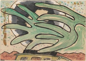Silver Ball, Barge, And Trees — Arthur Garfield Dove