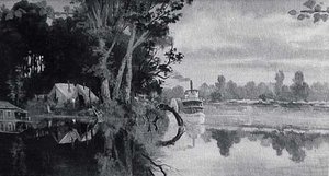 Panorama of Lake Coeur d'Alene, Idaho St. Joe River, (painting)