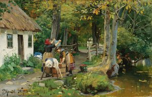 Washing Day — Peder Mørk Mönsted, Danish Realism