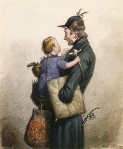 Man in Green Coat with Umbrella