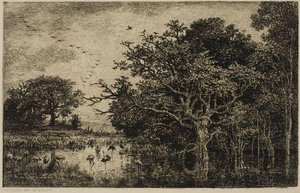The Marsh With Storks — Charles-françois Daubigny