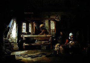 Interior of a Weaver's Cottage with a Mother and Child