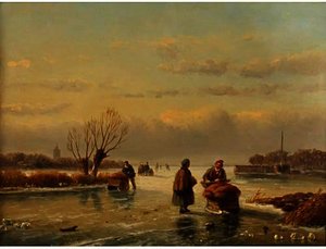 Figures on a frozen lake