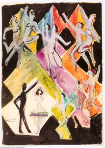 Design For The Wall Painting Colourful Dance — Ernst Ludwig Kirchner, German Expressionism