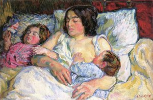 Madame Tarkhoff With Her Two Children Jean And Boris — Nicolas Tarkhoff