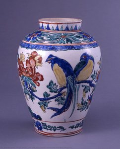 Jar With Decoration Of Peonies And Blue Magpies — Hizen Ware, Renaissance