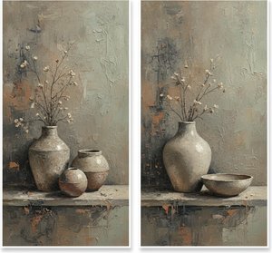 Weathered Ceramic Vessels And Desiccated Branches In Earth Tones — Laurent Roche, Soft Minimalism