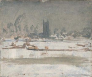 Study Of A Barge On The Stour At Dedham In Snow — Sir Alfred James Munnings