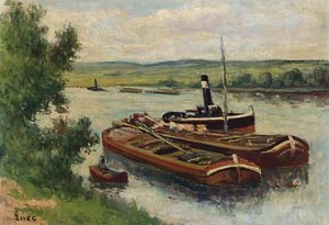 Steam Barges, Méricourt — Maximilien Luce