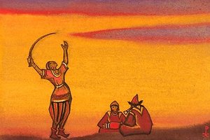 Polovets With Scimitar — Nicholas Roerich, Art Nouveau