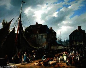 Loading Livestock onto the 'Passager' in the Port of Honfleur