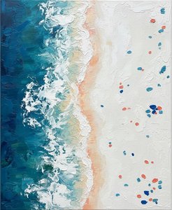 Ephemeral Tides Of Cerulean And Coral In A Singular Sculptural Shoreline Study — Christian Noiret
