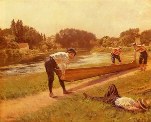 Le Repos Des Canotiers — Joseph Ferdinand Gueldry, Impressionism
