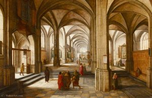 An Imaginary Church or Cathedral Interior, with a Biblical Scene