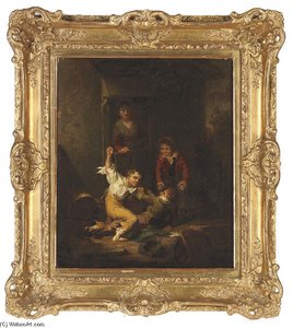 Tussle Outside The Schoolroom — Thomas George Webster