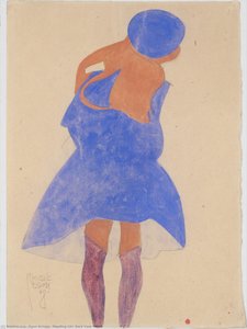 Standing Girl, Back View — Egon Schiele, Expressionist Style