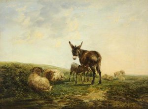 Donkey And Sheep — William Shayer Senior