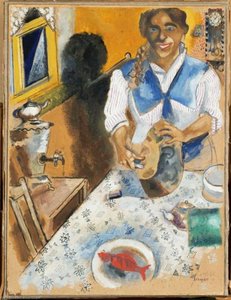 Mania Cutting Bread — Marc Chagall