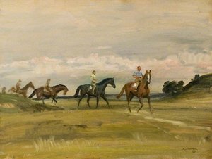 Caballos De Carreras Entrenando En Un Paisaje — Sir Alfred James Munnings