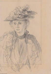 Woman With Hat — Adolph Von Menzel