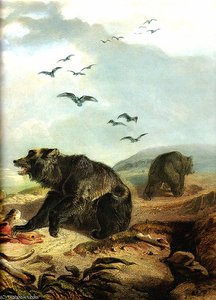 Hunting The Grizzly Bear — Karl Bodmer