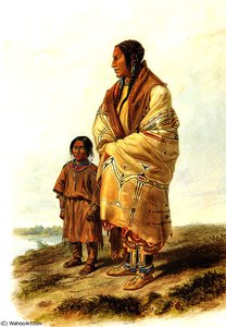 Dacota Woman And Assiniboin Child — Karl Bodmer, Ethnographic Painting