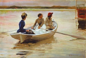 Tyttöjä Veneessä (kesä Saaristossa) — Albert Edelfelt