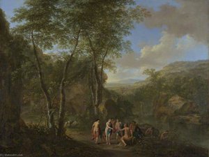 A Landscape With The Judgement Of Paris — Cornelis Van Poelenburch