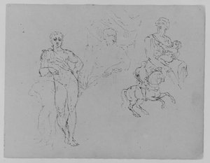 Unfinished Standing Classical Male Nude; Cardinal Bentivoglio After Van Dyke; Mother And Child; Equestrian Figure — Thomas Sully
