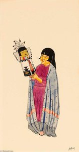 Girl Holding Kachina — Awa Tsireh