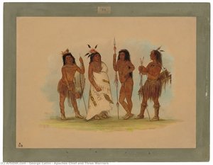 Apachee Chief And Three Warriors — George Catlin
